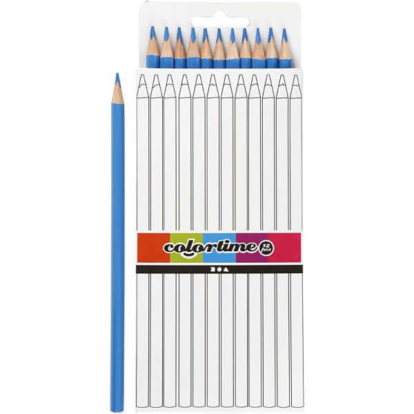 Crayons de couleur Colortime, L: 17 cm, mine: 3 mm, 12 pièces, light blue - Photo n°1