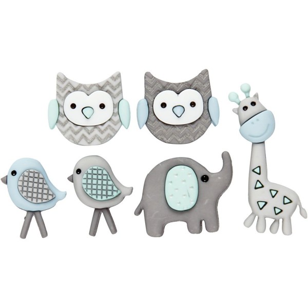 Boutons fantaisies Animaux - 6 pcs - Photo n°1