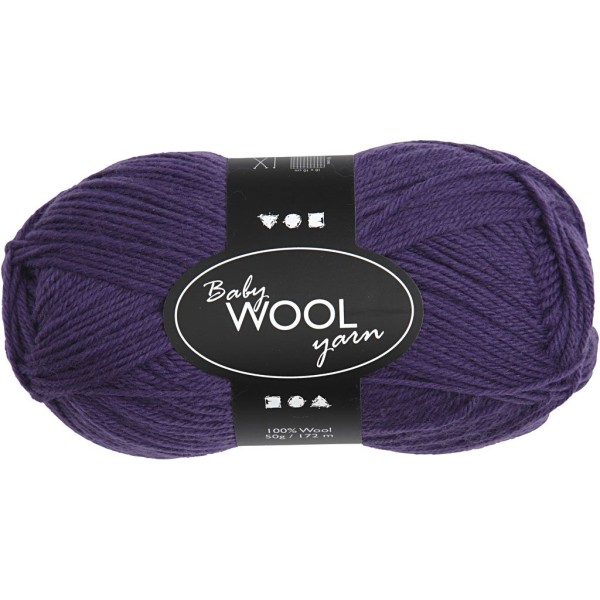Pelote de laine très douce pour bébé, L: 172 m, 50 gr, violet foncé - Photo n°1