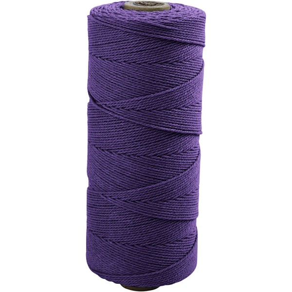Ficelle de coton, L: 315 m, ép. 1 mm, 220 gr, violet - Photo n°1
