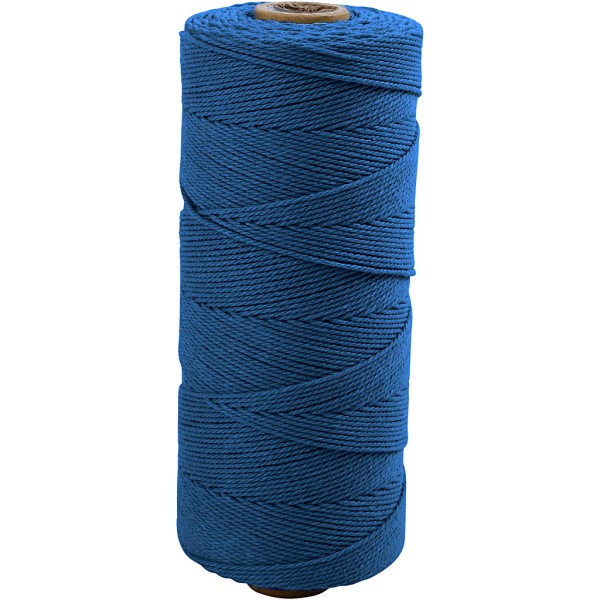 Ficelle de coton, L: 315 m, ép. 1 mm, 220 gr, bleu - Photo n°1
