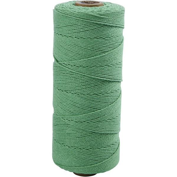 Ficelle de coton, L: 315 m, ép. 1 mm, 220 gr, vert clair - Photo n°1