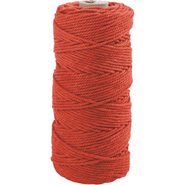 Ficelle de coton, L: 100 m, ép. 2 mm, 225 gr, orange - Photo n°1