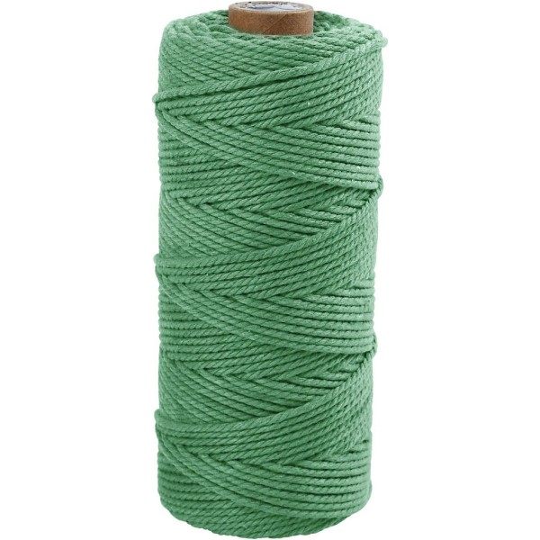 Ficelle de coton, L: 100 m, ép. 2 mm, 225 gr, vert clair - Photo n°1