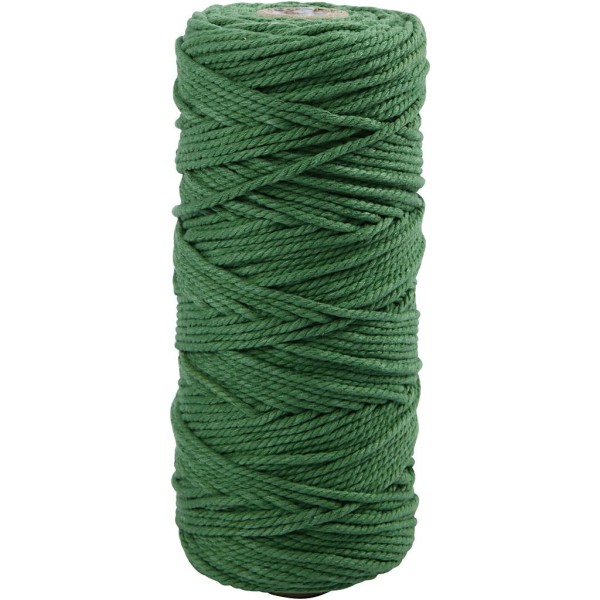 Ficelle de coton, L: 100 m, ép. 2 mm, 225 gr, vert - Photo n°1