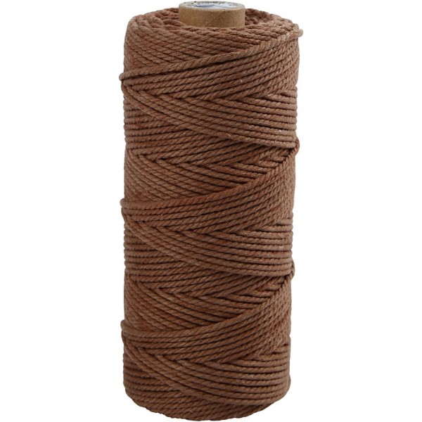 Ficelle de coton, L: 100 m, ép. 2 mm, 225 gr, brun - Photo n°1