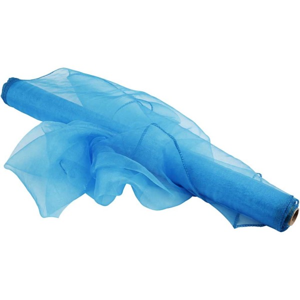 Tissu d'organza, l: 50 cm, 10 m, turquoise - Photo n°1