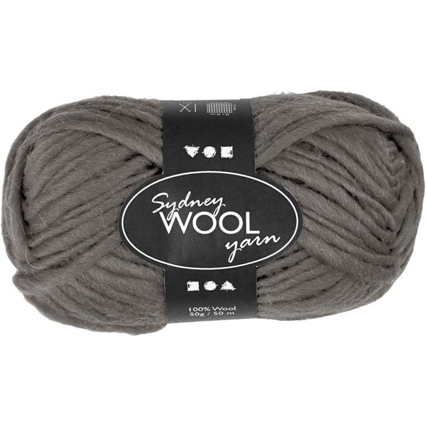 Pelote de laine Sydney, L: 50 m, 50 gr, gris - Photo n°1