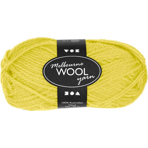 Pelote de laine Melbourne, L: 92 m, 50 gr, jaune néon - Photo n°1