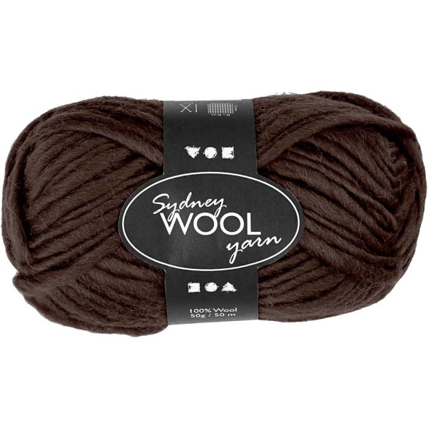 Pelote de laine Sydney, L: 50 m, 50 gr, brun - Photo n°1