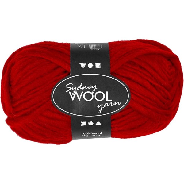 Pelote de laine Sydney, L: 50 m, 50 gr, rouge - Photo n°1