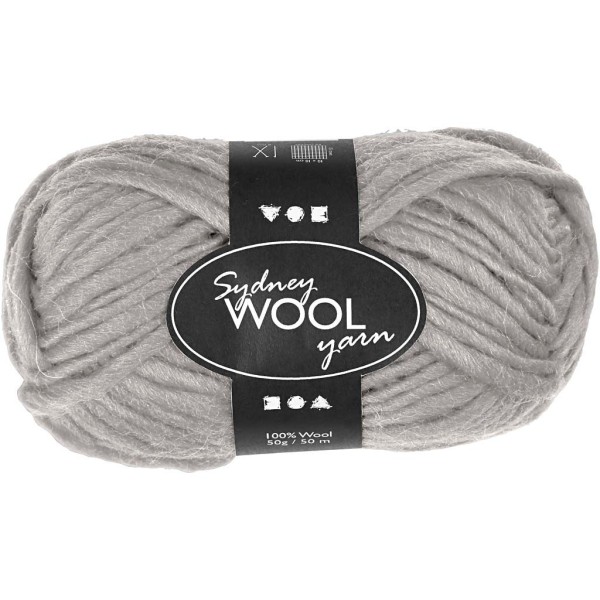 pelote de laine Sydney, L: 50 m, 50 gr, gris clair - Photo n°1