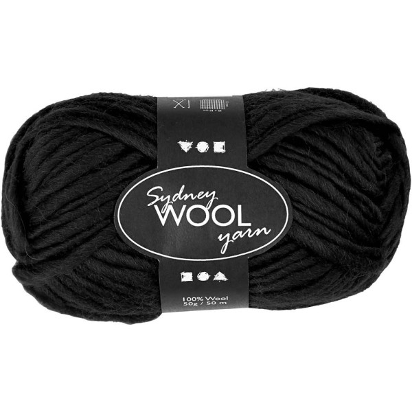 Pelote de laine Sydney, L: 50 m, 50 gr, noir - Photo n°1