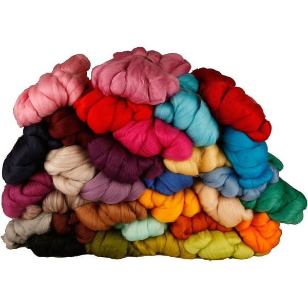 Assortiment de pelotes de laine de couleurs 100 gr - 32 pcs - Photo n°1