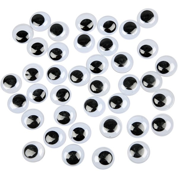Yeux pupille mobile, d: 16 mm, 1000 pièces, blanc, noir - Photo n°1