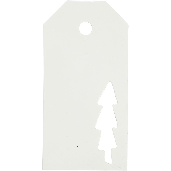 Étiquettes cadeaux Sapin perforé - 5x10 cm - Blanc - 15 pcs - Photo n°1