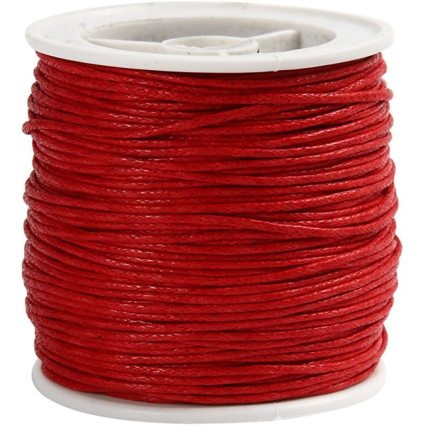 Fil de coton ciré - Rouge  - 1 mm x 40 m - Photo n°1