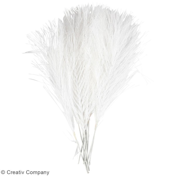 Plumes artificielles blanches en polyester - 15 cm - 10 pcs - Photo n°2