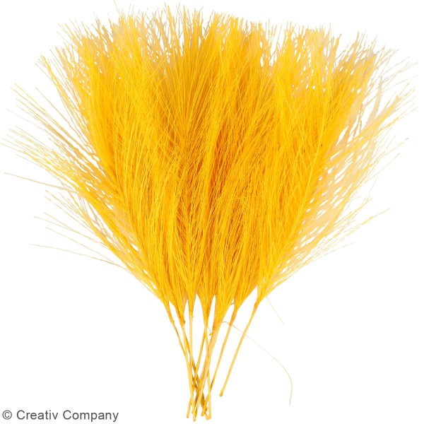 Plumes artificielles jaunes en polyester - 15 cm - 10 pcs - Photo n°2