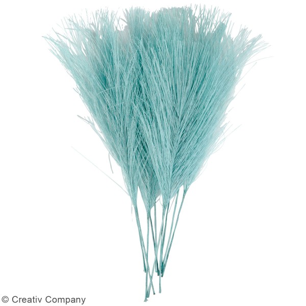 Plumes artificielles turquoise en polyester - 15 cm - 10 pcs - Photo n°2