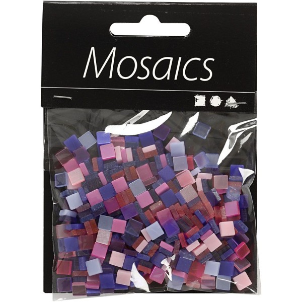Mini-mosaiques en résine - 5 x 5 mm - 25 gr - Violet/rose - Photo n°2