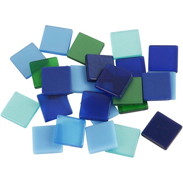 Mini-mosaïques en résine - 10 x 10 mm - 25 g - Bleu/vert - Photo n°1