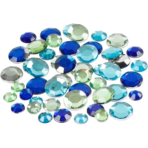 Strass pierres à coller ronds - Bleu - 6 à 12 mm - 360 pcs - Photo n°1