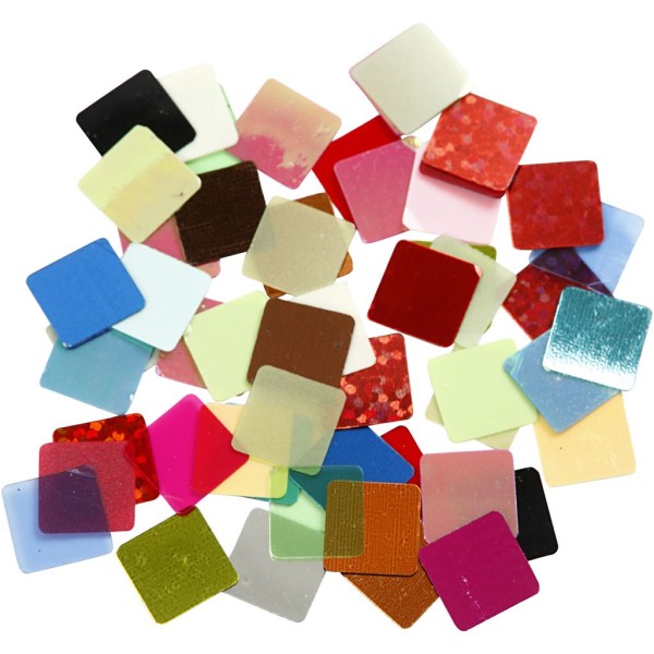 Assortiment de mosaïques en plastique plat - couleurs vives - 10 x 10 mm - 6875 pcs - Photo n°1