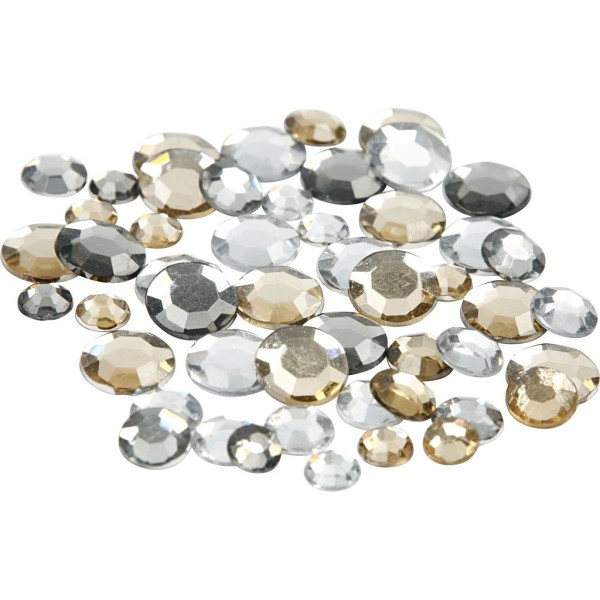 Strass pierres à coller ronds - Or et argent - 6 à 12 mm - 360 pcs - Photo n°1