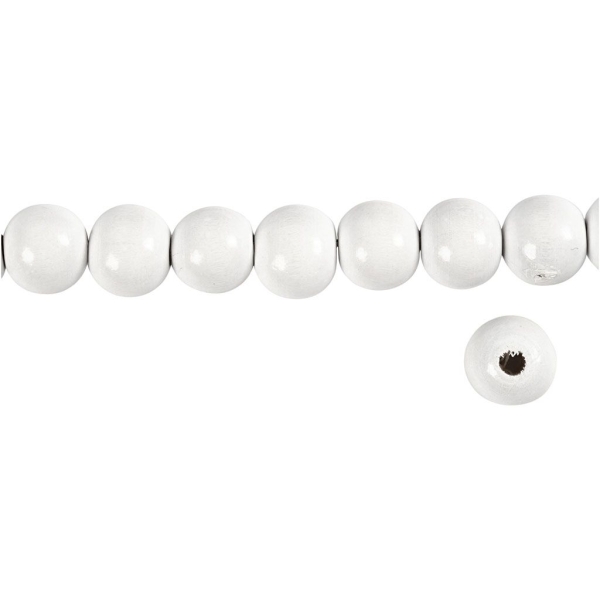 Perles en bois - Blanc - 12 mm - 40 pcs - Photo n°3