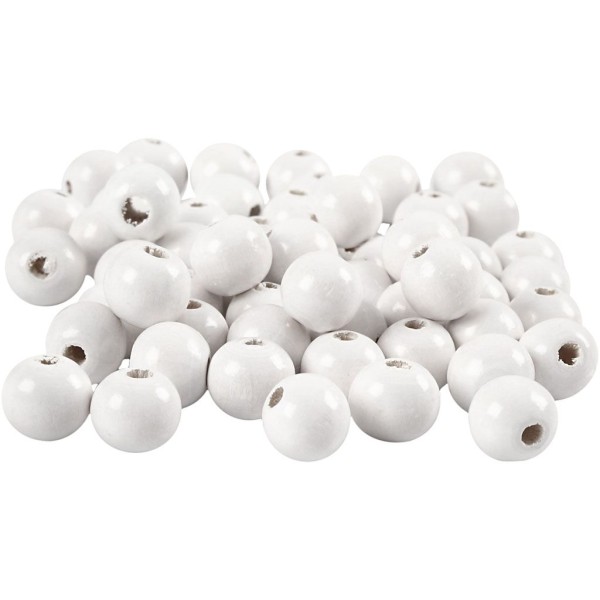 Perles en bois - Blanc - 12 mm - 40 pcs - Photo n°1