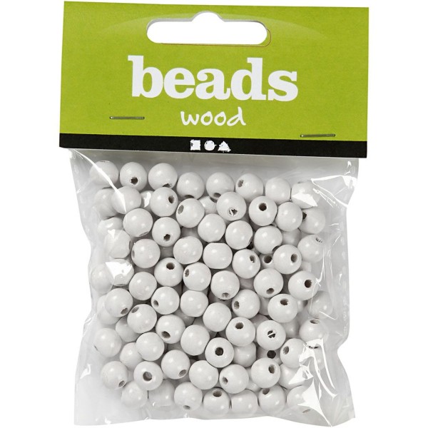 Perles en bois - Blanc - 10 mm - 70 pcs - Photo n°2