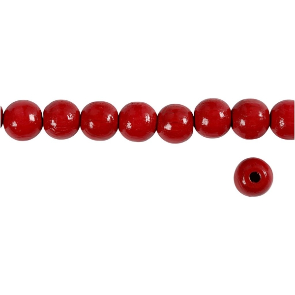 Perles en bois - Rouge  - 10 mm - 70 pcs - Photo n°3