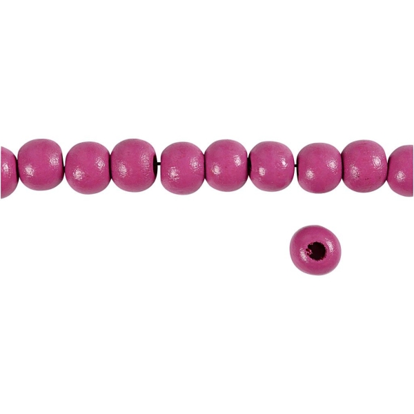 Perles en bois - Rose - 10 mm - 70 pcs - Photo n°3
