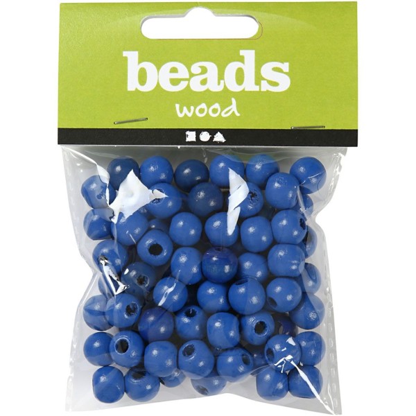 Perles en bois - Bleu  - 10 mm - 70 pcs - Photo n°2