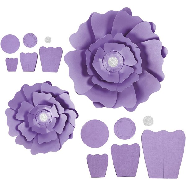 Fleurs en papier, d: 15+25 cm, 230 gr, 2 pièces, violet - Photo n°1
