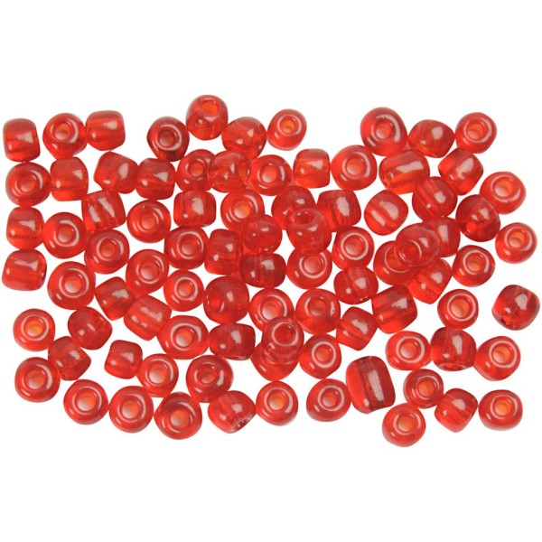 Rocailles, dim. 6/0 , rouge transparent, 500 gr - Photo n°1