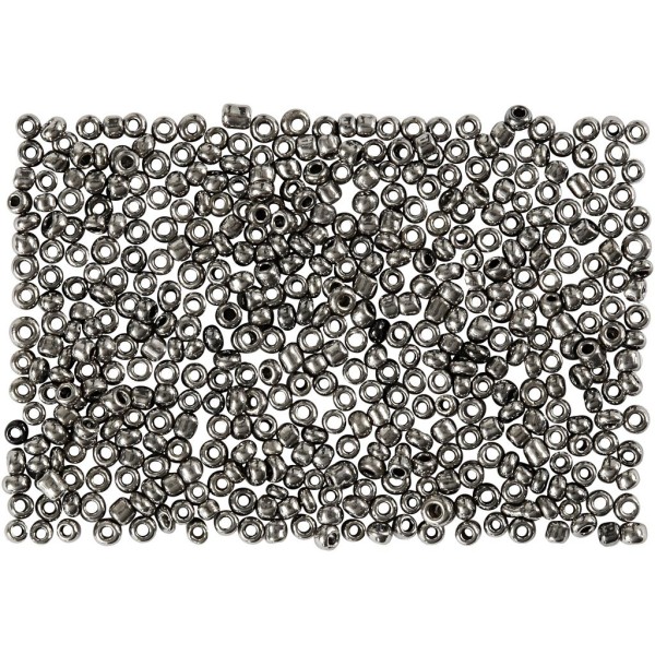 Rocailles, dim. 15/0 mm, d: 1,7 mm, 500 gr, Gris métallisé - Photo n°1