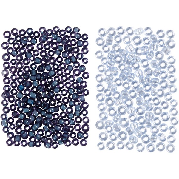 Assortiment de perles de rocaille - Bleu foncé et bleu clair - 1,7 mm - 2 x 7 gr - Photo n°1