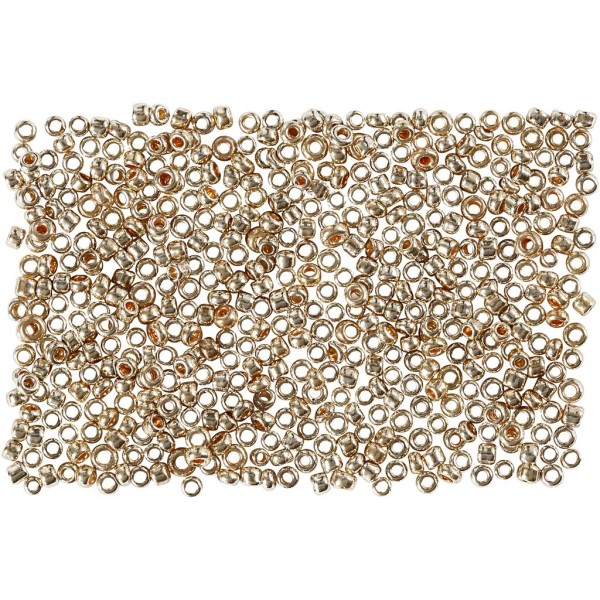 Perles rocailles, dim. 15/0, d: 1,7 mm, 500 gr, or rose - Photo n°1