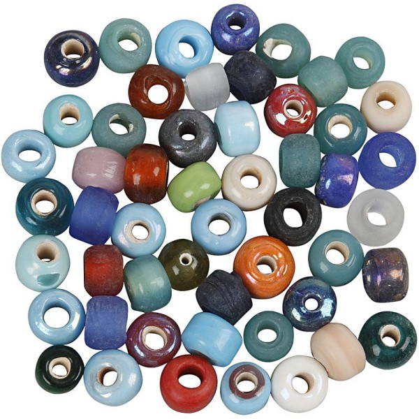 Assortiment de perles colorées en verre - 9 mm - 680 pcs - Photo n°1