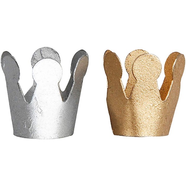Petites couronnes en métal - Argenté et doré - 15 mm - 40 pcs - Miniature  décorative - Creavea