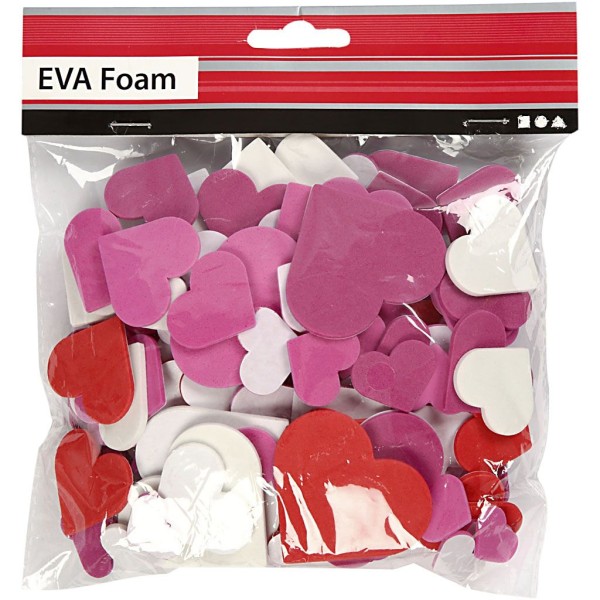 Lot de coeurs en papier mousse EVA - Couleurs assorties - 20 à 50 mm - 200 pcs - Photo n°2