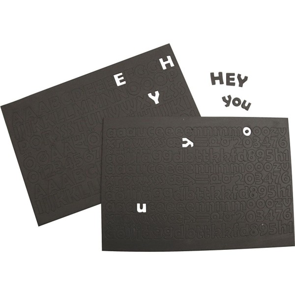 EVA chiffres & lettres en mousse, h: 20 mm, ép. 3 mm, 6 flles, noir - Photo n°1