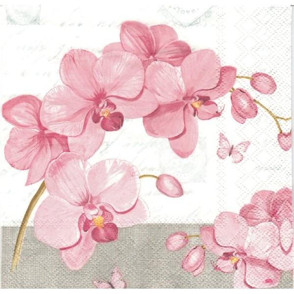 4 Serviettes en papier Orchidées Amour Format Lunch - Photo n°1