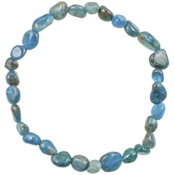 Bracelet en apatite bleue - Perles pierres roulées. - Photo n°1