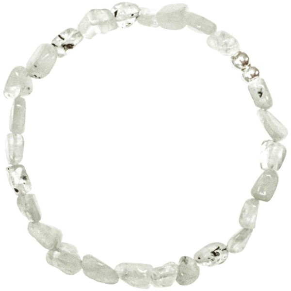 Bracelet en pierre de lune blanche - Perles roulées 5 à 8 mm. - Photo n°1