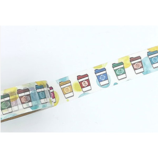 Masking tape mugs colorés café 15mm x 10m - Photo n°1