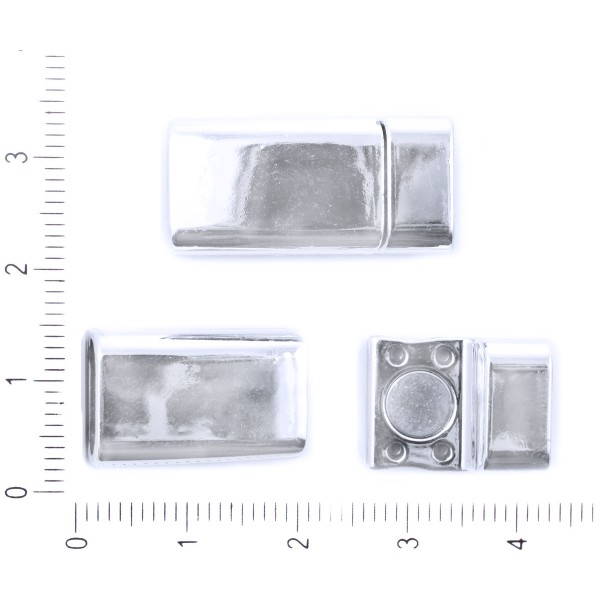 1pc Argent Antique de Couleur Platine Plaqué Plates en Cuir Cordon de Ruban Fin Fermoir Magnétique B - Photo n°1