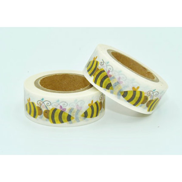 Masking tape abeilles jaunes 15mm x 10m - Photo n°1